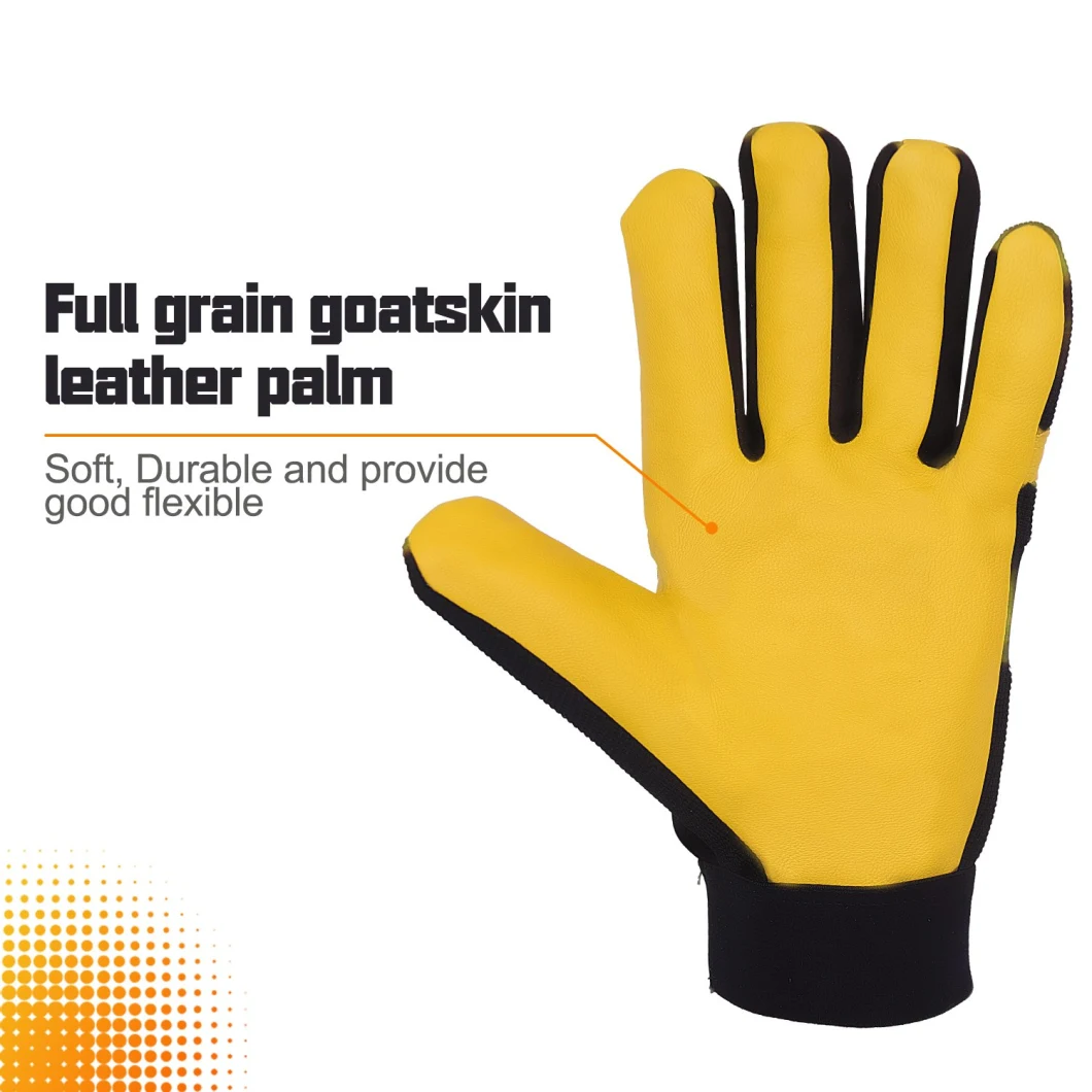 Prisafety Full Grain Goatskin Leather Hard Working Gloves Hand Gloves Biker Motorcycle Mechanic Safety Gloves