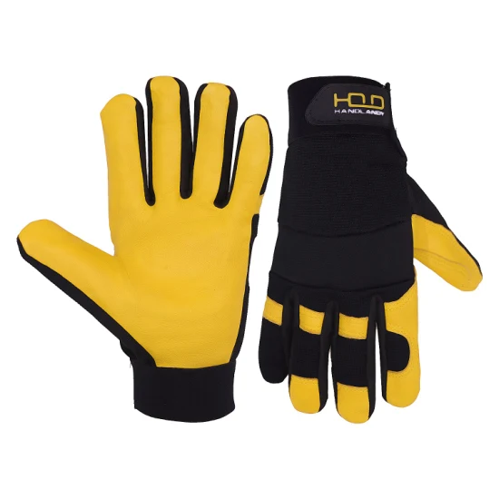 Gants de travail durs en cuir de chèvre pleine fleur Prisafety gants de motard moto mécanicien gants de sécurité